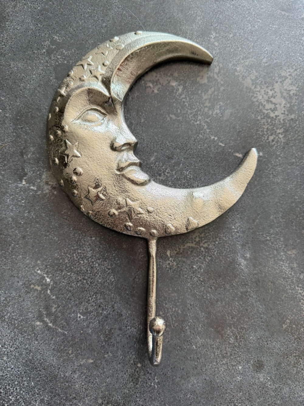 Cost Plus World Market Silver Moon Face Wall Hook